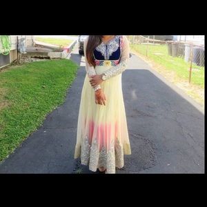 Cream/beige color indian anarkali long dress